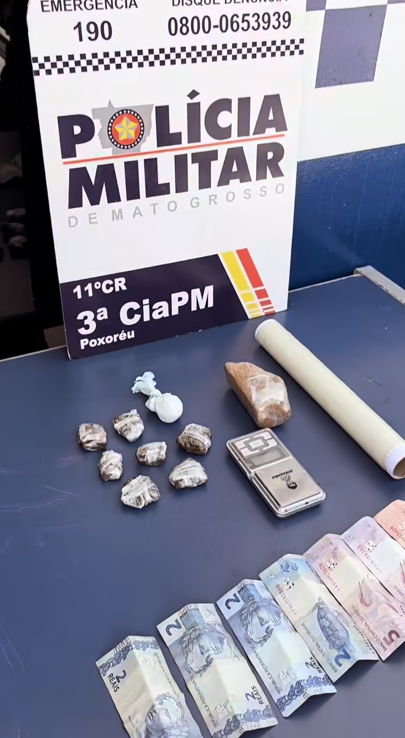 Polícia Militar prende suspeito por tráfico de drogas em Poxoréu